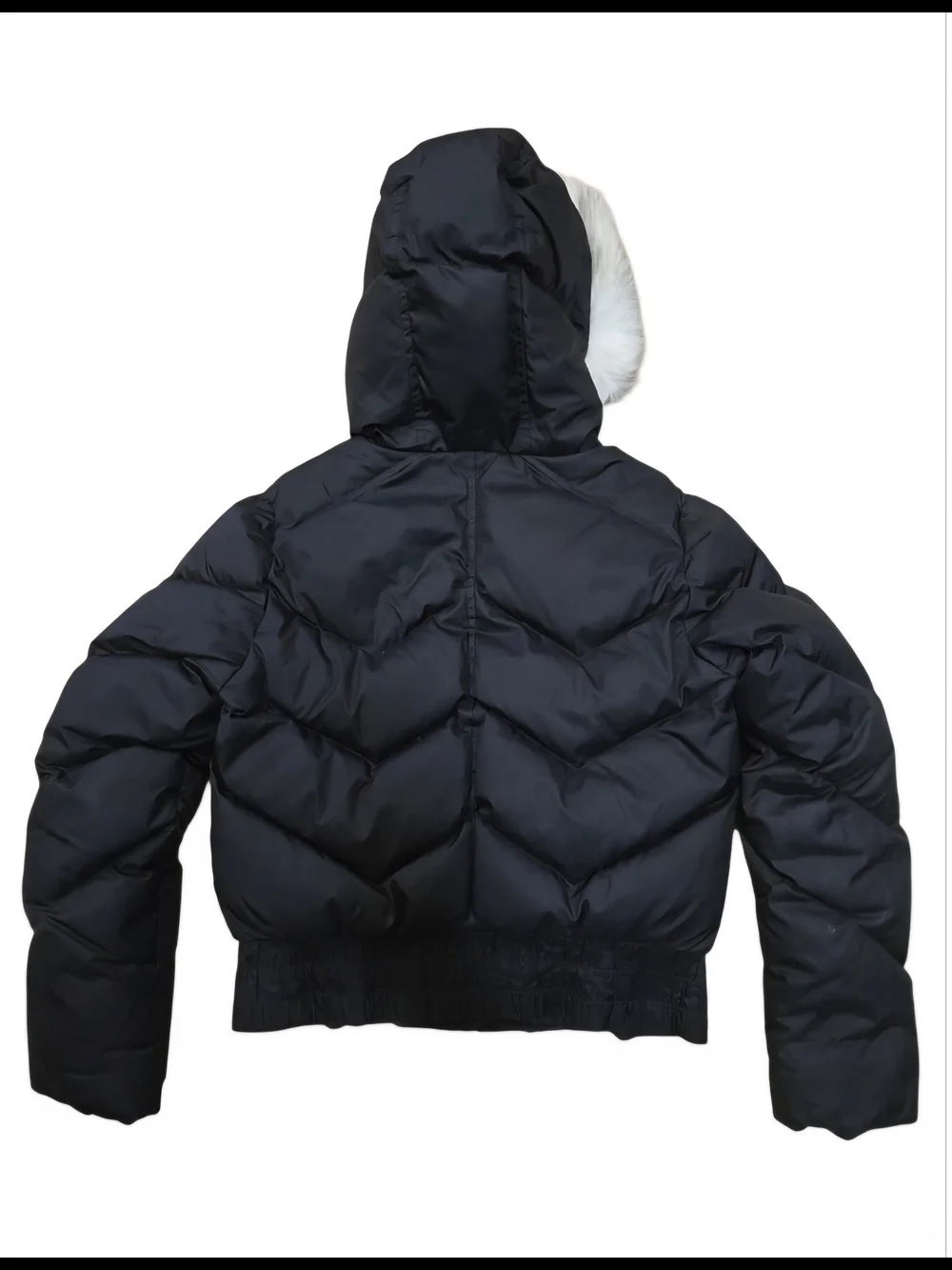 Girl's Tommy Hilfiger Black Puffer Down Jacket with Faux Fur Hood Sz L
